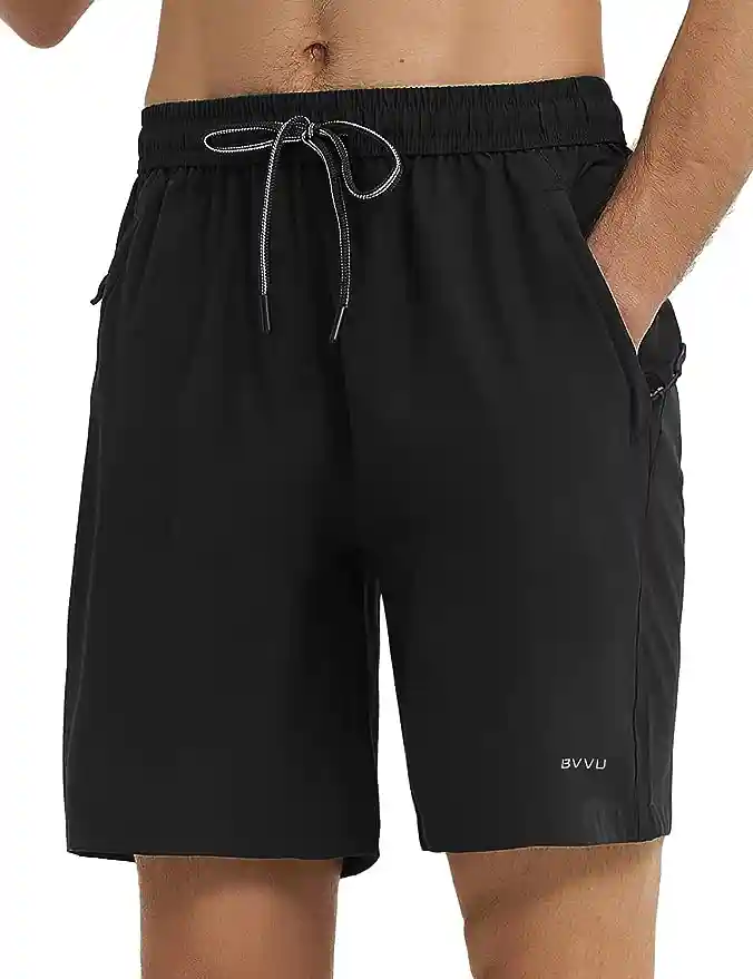 BVVU Men's Quick Dry Gym Workout Shorts with Pockets 7 Inch
