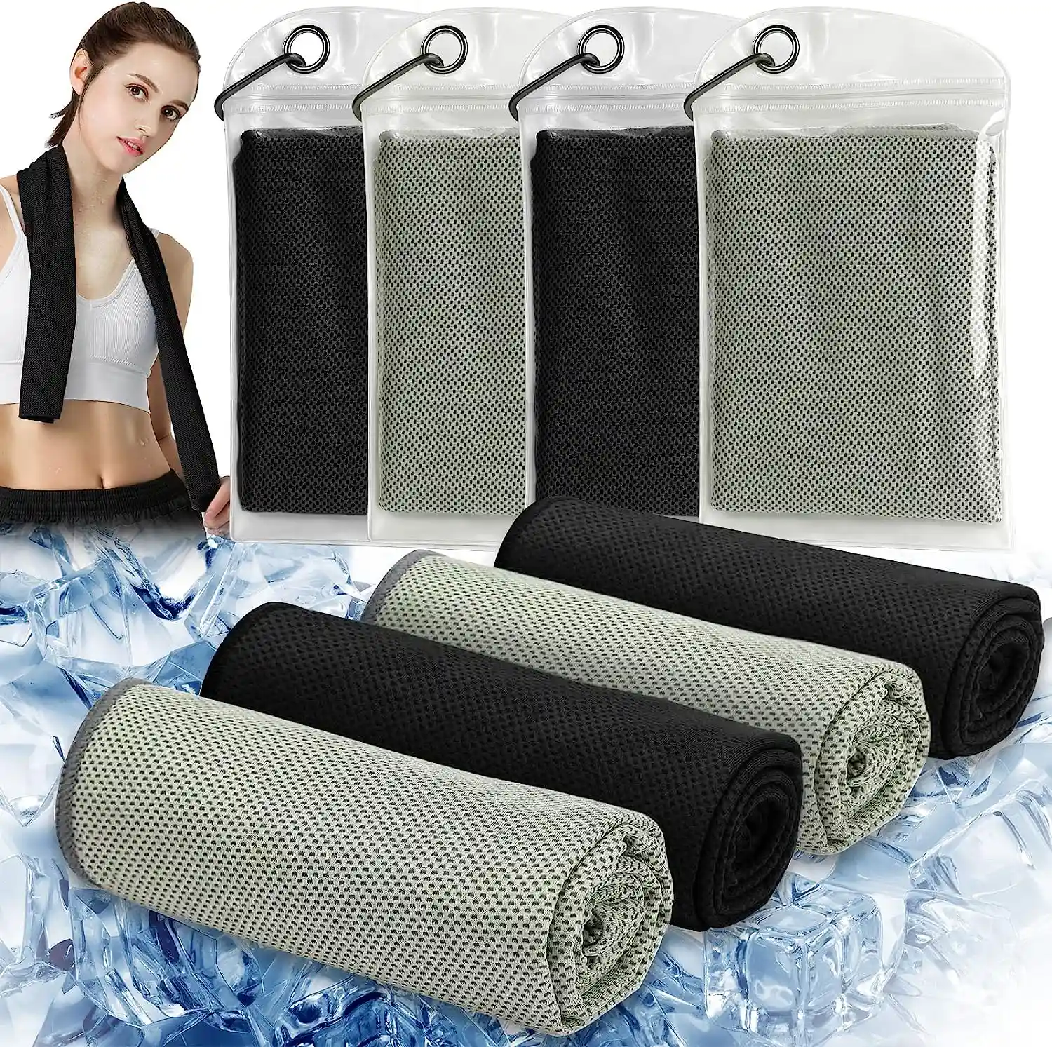 4 Pack Cooling Towel Chilly Microfiber Towel